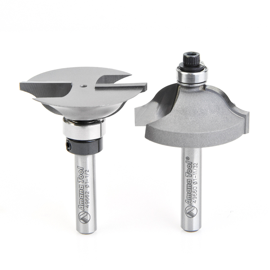 Amana 49663 Carbide Tipped 2-Piece Ogee Stile and Rail 1/4 Inch Shank Set