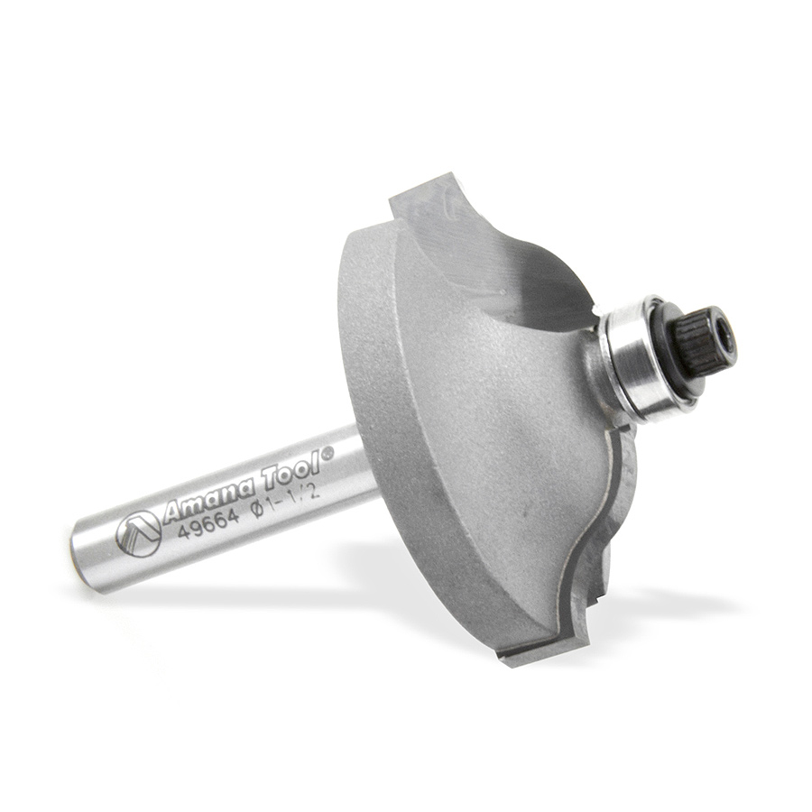 Amana 49664 Carbide Tipped Ogee Stile 1-1/2 Dia x 9/16 x 11/32 Radius x 1/4 Inch Shank