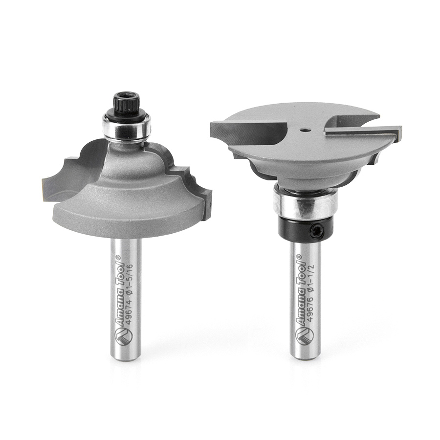 Amana 49677 Carbide Tipped 2-Piece Classical Stile and Rail 1/4 Inch Shank Set