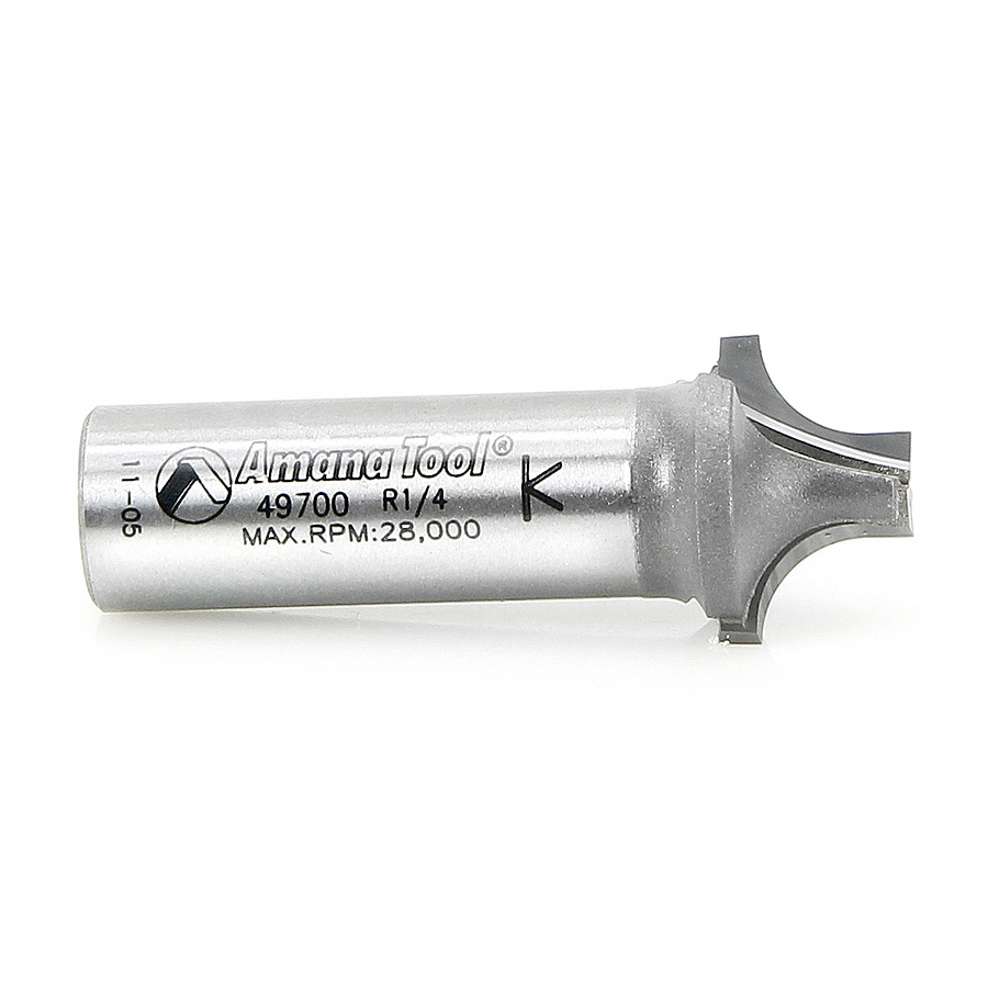 Amana 49700 Carbide Tipped Plunging Round Over 1/4 Radius x 3/4 Dia x 1/2 x 1/2 Inch Shank