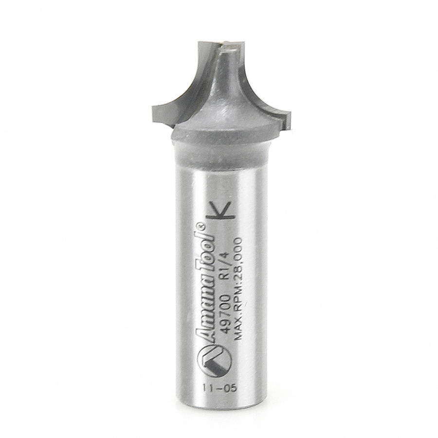 Amana 49700 Carbide Tipped Plunging Round Over 1/4 Radius x 3/4 Dia x 1/2 x 1/2 Inch Shank