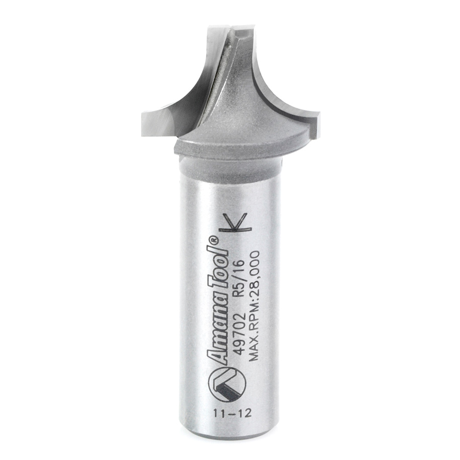 Amana 49702 Carbide Tipped Plunging Round Over 5/16 Radius x 7/8 Dia x 9/16 x 1/2 Inch Shank