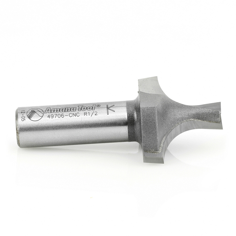 Amana 49706-CNC Carbide Tipped Plunge Round Over 1/2 Radius x 1-3/8 Dia x 1 Inch x 1/2 Shank
