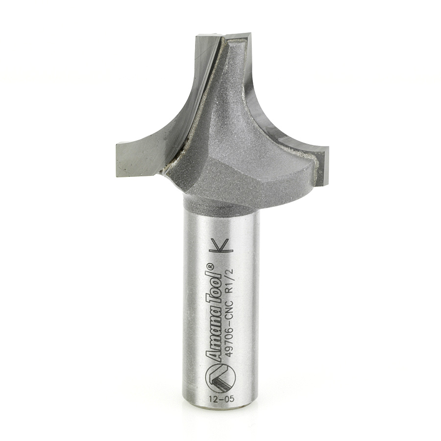 Amana 49706-CNC Carbide Tipped Plunge Round Over 1/2 Radius x 1-3/8 Dia x 1 Inch x 1/2 Shank