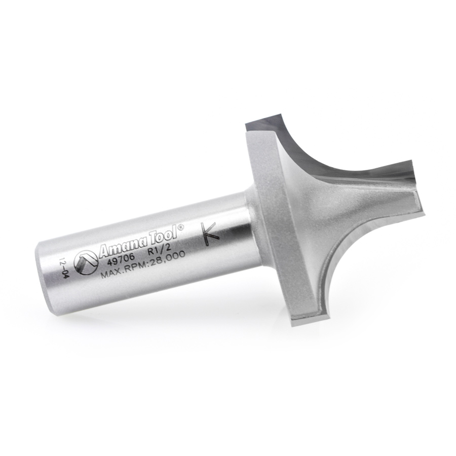 Amana 49706 Carbide Tipped Plunging Round Over 1/2 Radius x 1-3/8 Dia x 1 Inch x 1/2 Shank