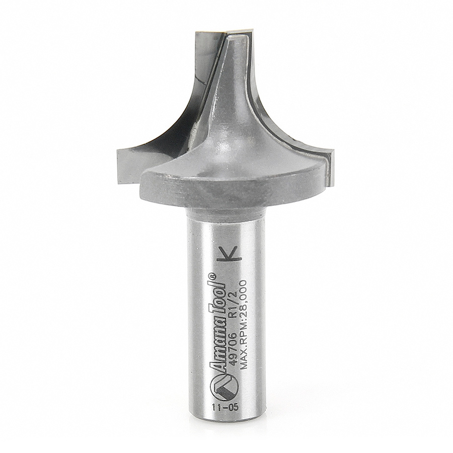 Amana 49706 Carbide Tipped Plunging Round Over 1/2 Radius x 1-3/8 Dia x 1 Inch x 1/2 Shank