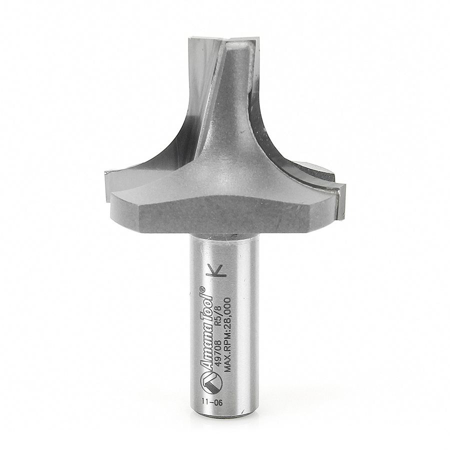 Amana 49708 Carbide Tipped Plunging Round Over 5/8 Radius x 1-3/4 Dia x 1-1/4 x 1/2 Inch Shank