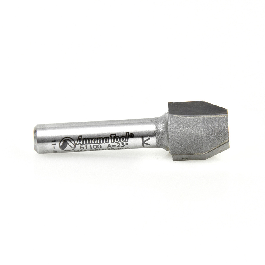 Amana 51100 Carbide Tipped Combination Bevel/Flush Laminate Trim 23 Deg x 1/2 Dia x 1/2 x 1/4 Inch Shank