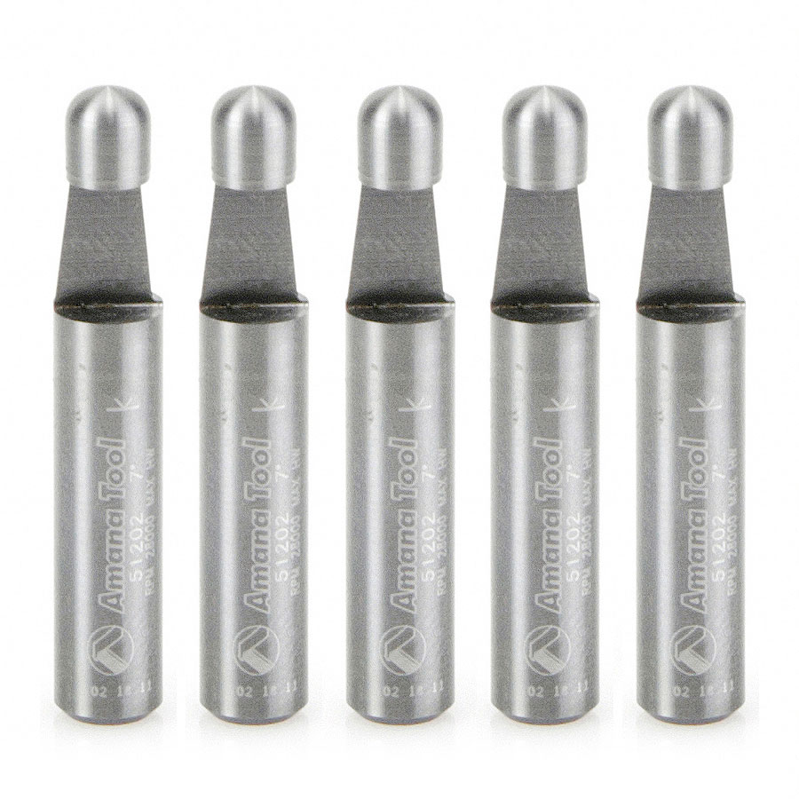 Amana 51202-5 5 Pack Solid Carbide Panel Pilot Bevel Trim 7 Degree x 1/4 Dia x 1/4 x 1/4 Inch Shank 1-Flute