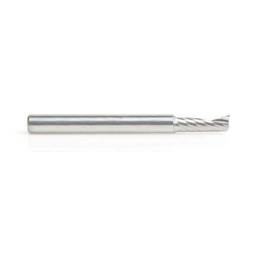 Amana 51371 Metric Solid Carbide CNC Spiral 'O' Single Flute, Aluminum Cutting 3mm Dia x 8mm x 3mm Shank x 30mm Long Up-Cut Router Bit