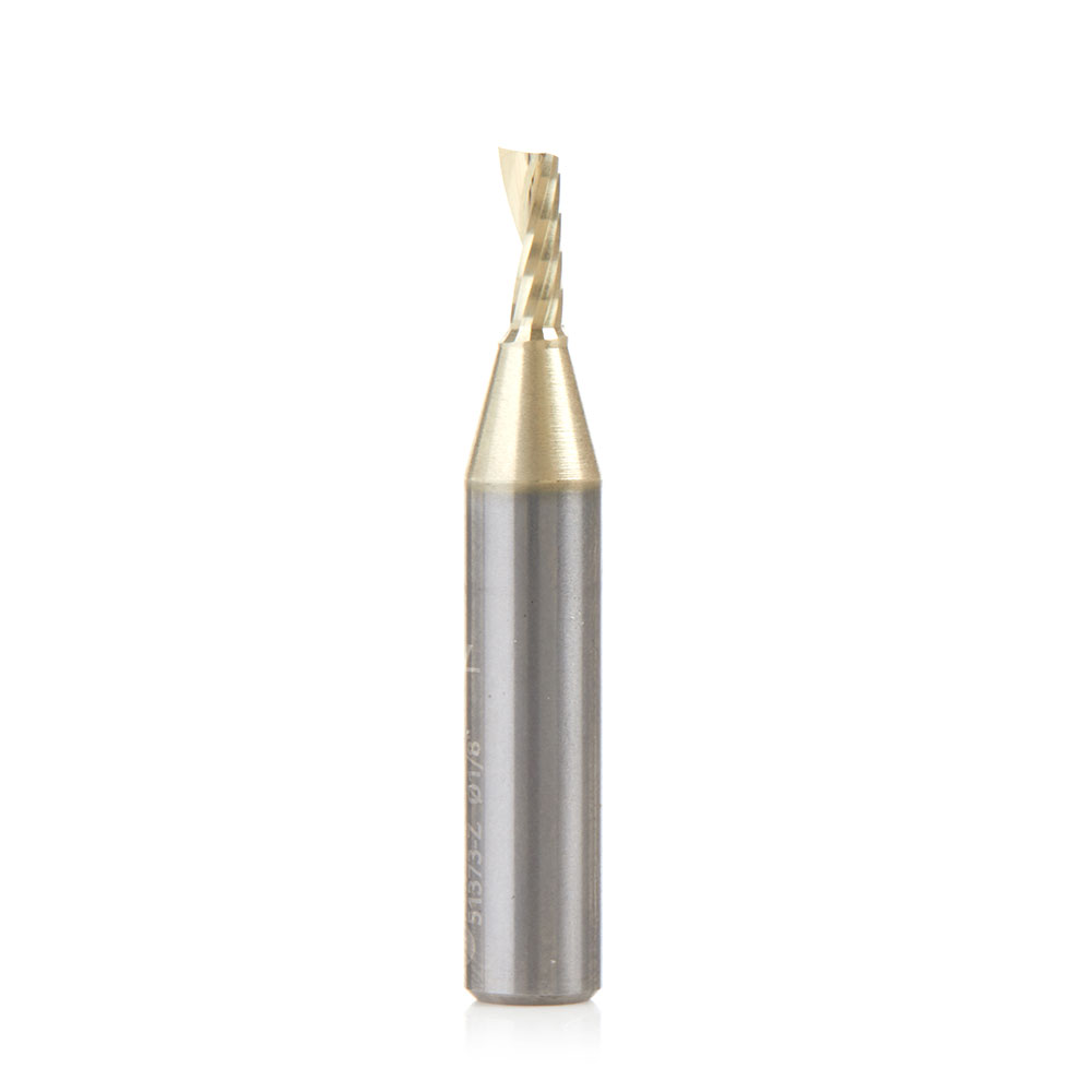 Amana 51373-Z Solid Carbide CNC Spiral 'O' Flute, Aluminum Cutting 1/8 Dia x 5/16 x 1/4 Shank Up-Cut ZrN Coated Router Bit