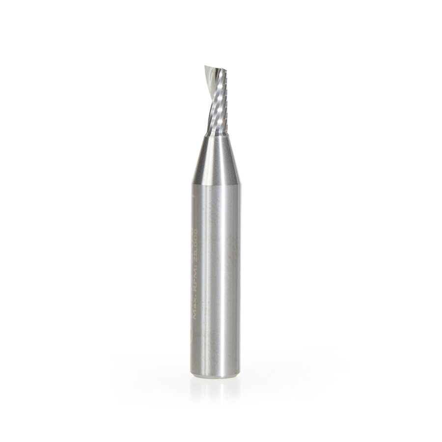 Amana 51373 Solid Carbide CNC Spiral 'O' Single Flute, Aluminum Cutting 1/8 Dia x 5/16 x 1/4 Shank x 1-1/2 Inch Long Up-Cut Router Bit