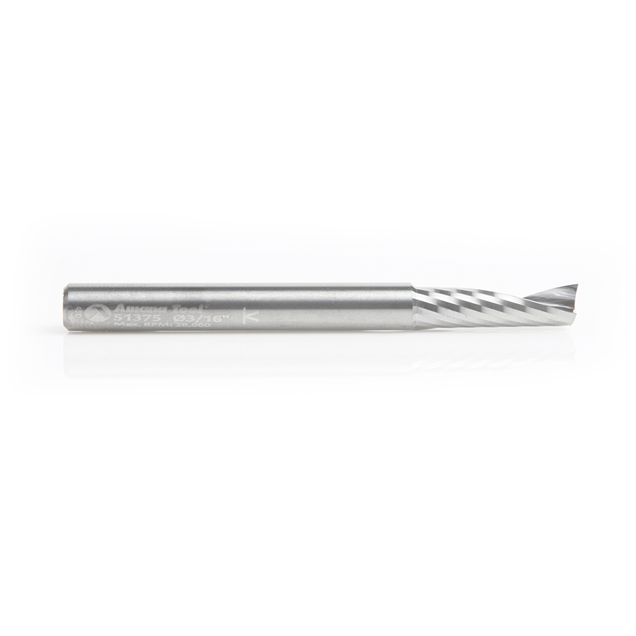 Amana 51375 Solid Carbide CNC Spiral 'O' Single Flute, Aluminum Cutting 3/16 Dia x 5/8 x 3/16 Shank x 2 Inch Long Up-Cut Router Bit