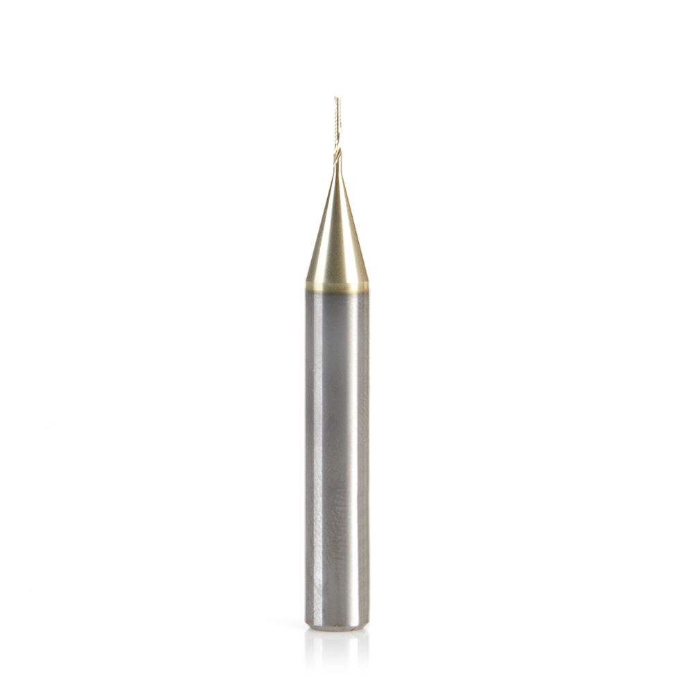 Amana 51376-Z Solid Carbide CNC Spiral 'O' Flute, Aluminum Cutting 1/32 Dia x 3/16 x 1/4 Shank Up-Cut ZrN Coated Router Bit