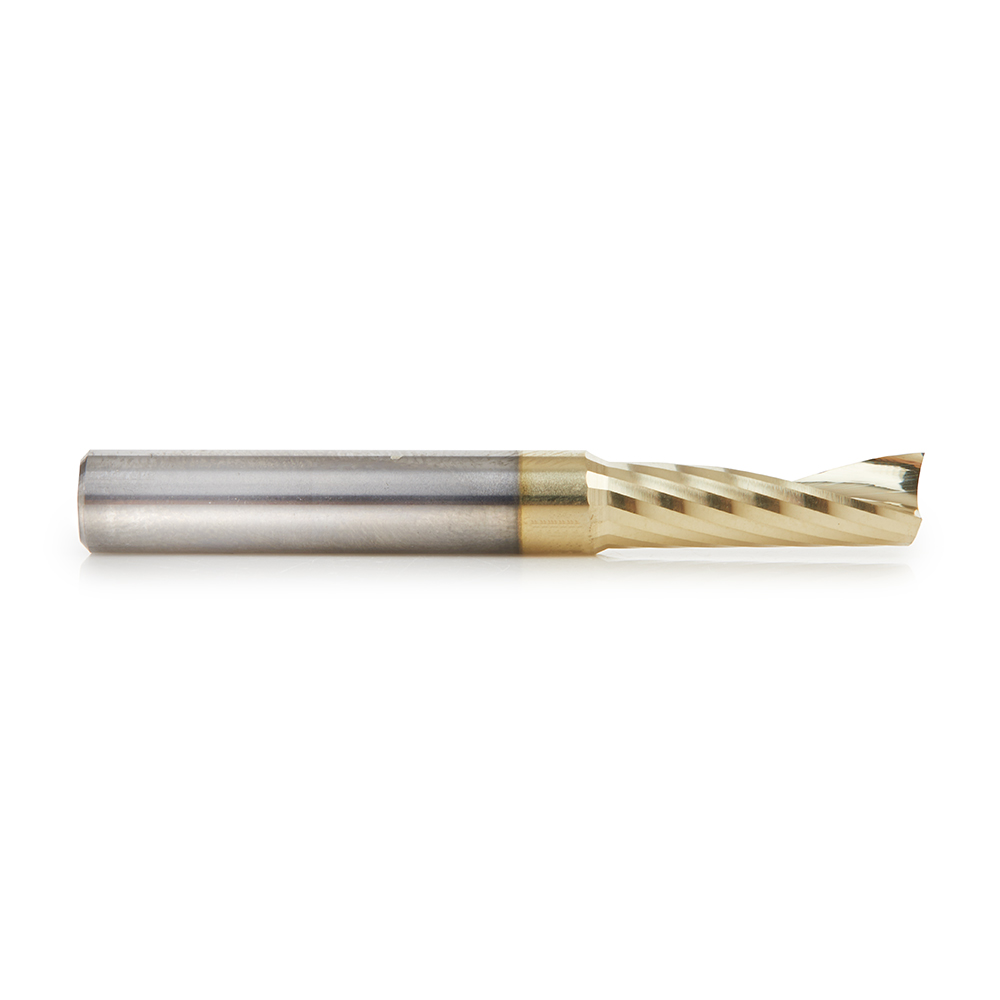 Amana 51377-Z Solid Carbide CNC Spiral 'O' Flute, Aluminum Cutting 1/4 Dia x 3/4 x 1/4 Shank Up-Cut ZrN Coated Router Bit