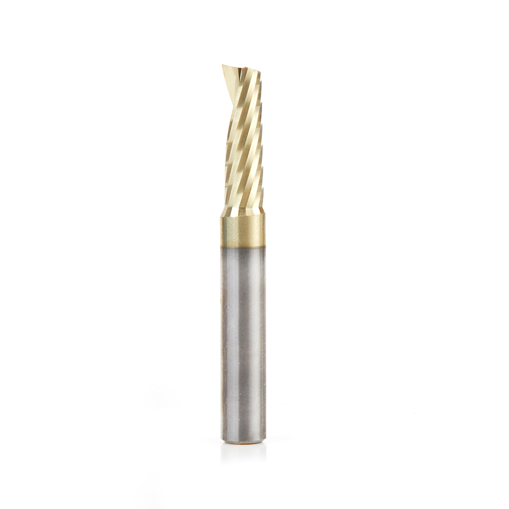 Amana 51377-Z Solid Carbide CNC Spiral 'O' Flute, Aluminum Cutting 1/4 Dia x 3/4 x 1/4 Shank Up-Cut ZrN Coated Router Bit
