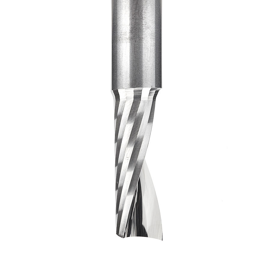 Amana 51378 Solid Carbide CNC Spiral 'O' Single Flute, Aluminum Cutting 3/8 Dia x 1 x 3/8 Shank x 3 Inch Long Up-Cut Router Bit