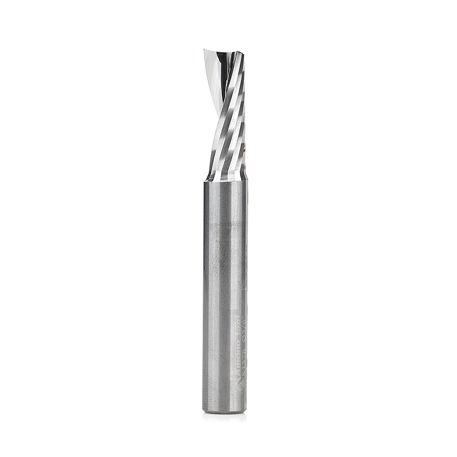 Amana 51378 Solid Carbide CNC Spiral 'O' Single Flute, Aluminum Cutting 3/8 Dia x 1 x 3/8 Shank x 3 Inch Long Up-Cut Router Bit