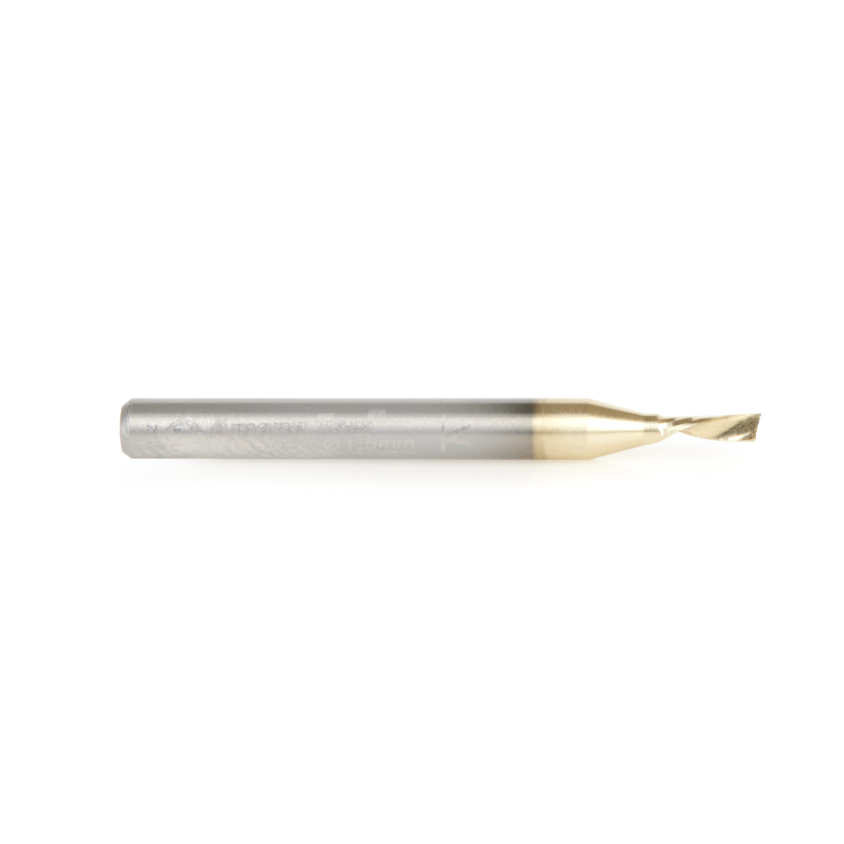 Amana 51380-Z Solid Carbide CNC Spiral 'O' Flute, Aluminum Cutting 1.5mm Dia x 4mm x 3mm Shank Down-Cut ZrN Coated Router Bit