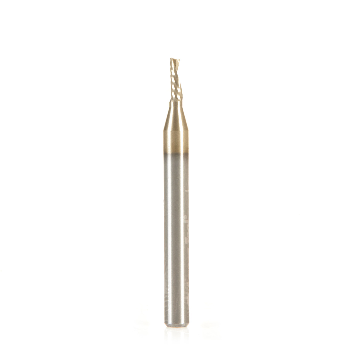 Amana 51380-Z Solid Carbide CNC Spiral 'O' Flute, Aluminum Cutting 1.5mm Dia x 4mm x 3mm Shank Down-Cut ZrN Coated Router Bit