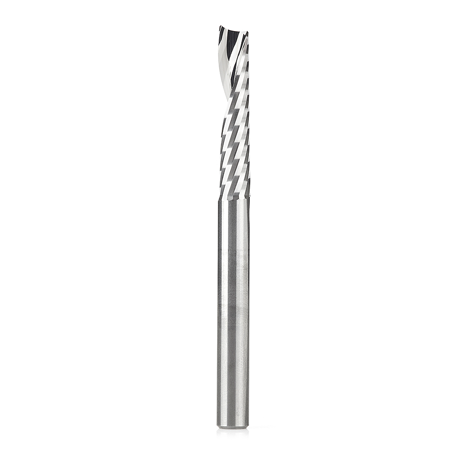 Amana 51407 Solid Carbide CNC Spiral 'O' Single Flute, Plastic Cutting 1/4 Dia x 1-1/4 x 1/4 Shank x 3 Inch Long Up-Cut Router Bit