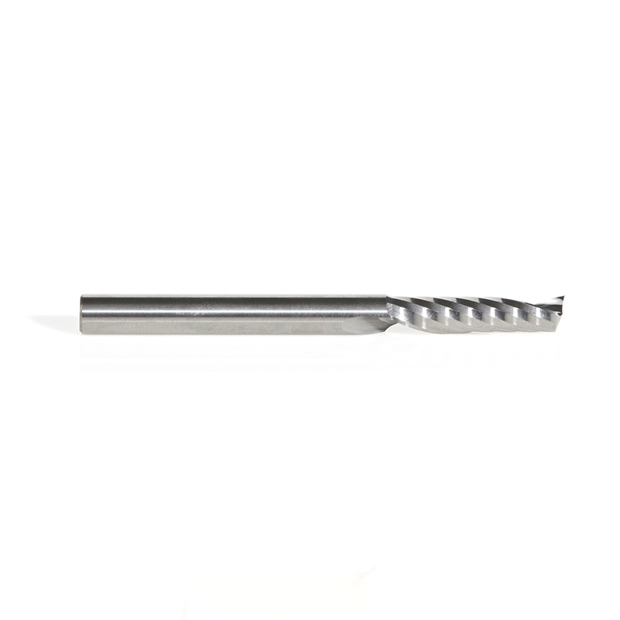 Amana 51409 Solid Carbide CNC Spiral 'O' Single Flute Plastic Cutting 1/4 Dia x 1-1/16 x 1/4 Shank x 3 Inch Long Up-Cut Router Bit