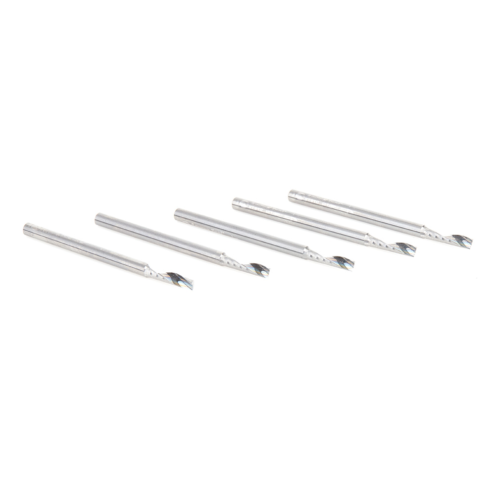 Amana 51410-5 5-Pack Solid Carbide CNC Spiral 'O' Flute, Plastic Cutting 1/8 Dia x 1/2 x 1/8 Shank Up-Cut Design Router Bit