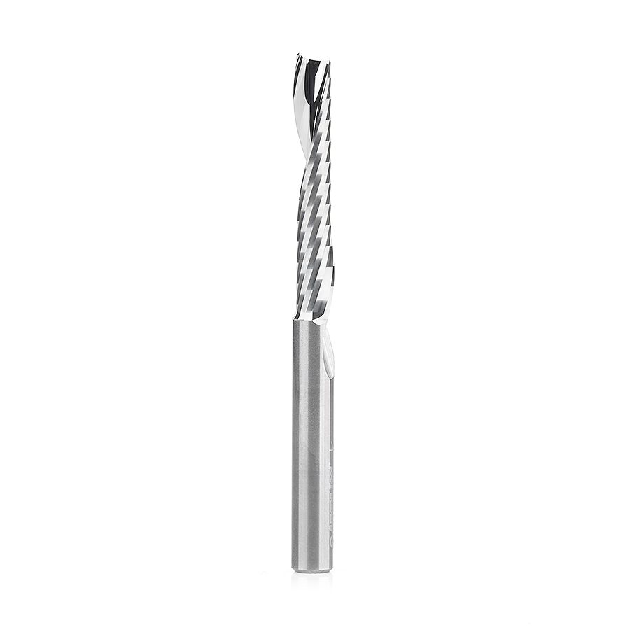 Amana 51413 Solid Carbide CNC Spiral 'O' Single Flute, Plastic Cutting 1/4 Dia x 1-1/2 x 1/4 Shank x 3 Inch Long Up-Cut Router Bit