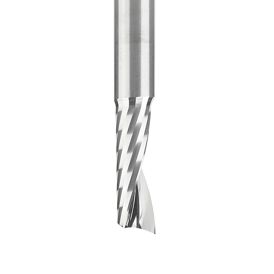 Amana 51414 Solid Carbide CNC Spiral 'O' Single Flute, Plastic Cutting 3/8 Dia x 1-1/8 x 3/8 Shank x 3 Inch Long Up-Cut Router Bit