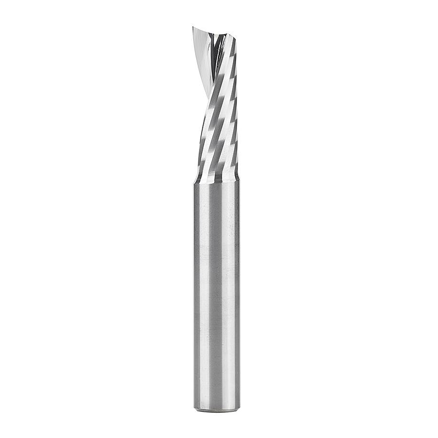 Amana 51414 Solid Carbide CNC Spiral 'O' Single Flute, Plastic Cutting 3/8 Dia x 1-1/8 x 3/8 Shank x 3 Inch Long Up-Cut Router Bit