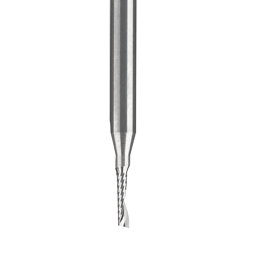 Amana 51415 Solid Carbide CNC Spiral 'O' Single Flute, Plastic Cutting 1/16 Dia x 1/4 x 1/8 Shank x 2 Inch Long Up-Cut Router Bit