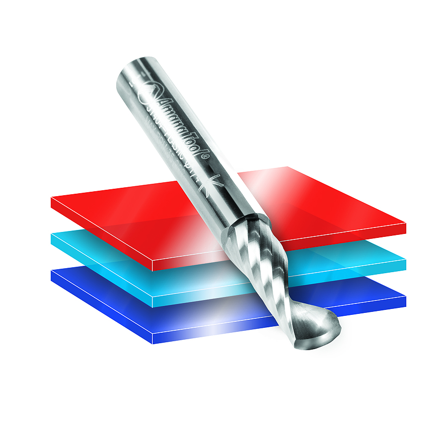 Amana 57333 Metric Solid Carbide CNC Spiral 'O' Single Flute, Plastic Cutting 6mm Dia x 30mm x 6mm Shank x 76mm Long Down-Cut Router Bit