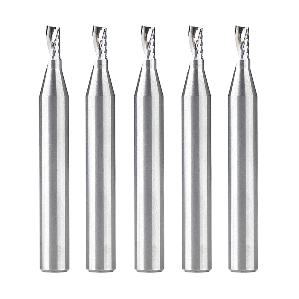 Amana 51416-5 5 Pack Solid Carbide CNC Spiral 'O' Single Flute, Plastic Cutting 1/8 Dia x 1/4 x 1/4 Shank x 2 Inch Long Up-Cut Router Bits
