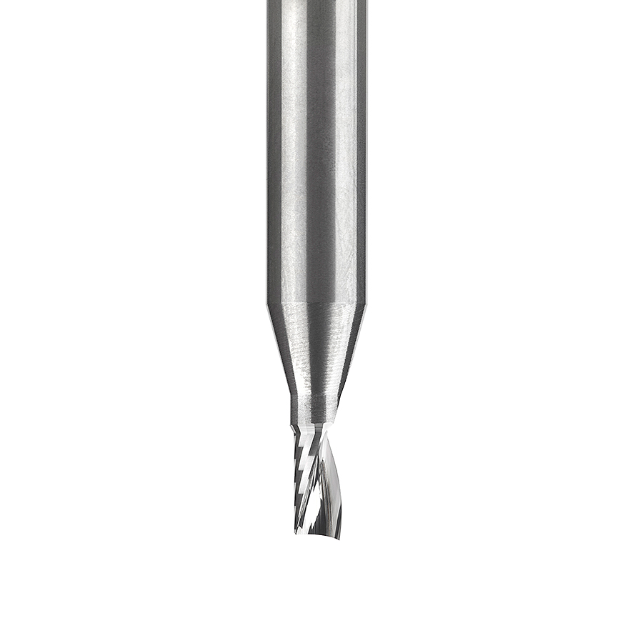 Amana 51416 Solid Carbide CNC Spiral 'O' Single Flute, Plastic Cutting 1/8 Dia x 1/4 x 1/4 Shank x 2 Inch Long Up-Cut Router Bit