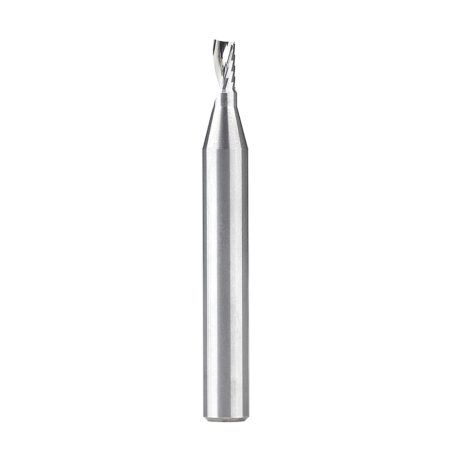 Amana 51416 Solid Carbide CNC Spiral 'O' Single Flute, Plastic Cutting 1/8 Dia x 1/4 x 1/4 Shank x 2 Inch Long Up-Cut Router Bit