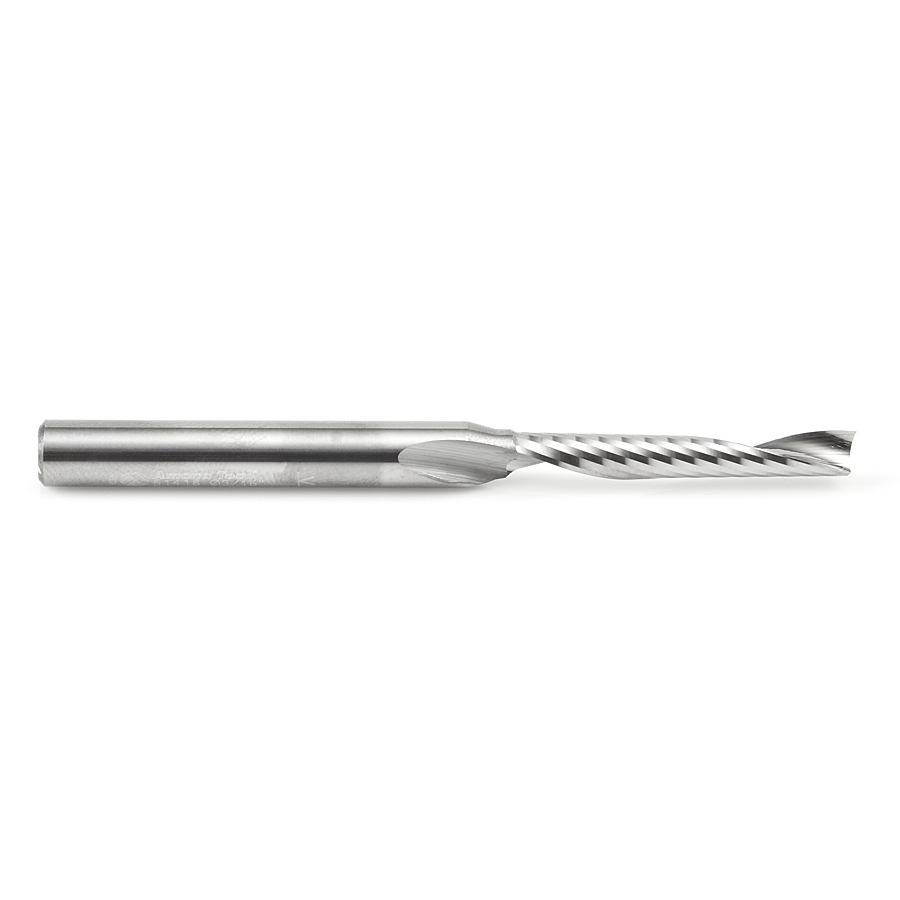 Amana 51418 Solid Carbide CNC Spiral 'O' Single Flute, Plastic Cutting 3/16 Dia x 1-1/4 x 1/4 Shank x 3 Inch Long Up-Cut Router Bit