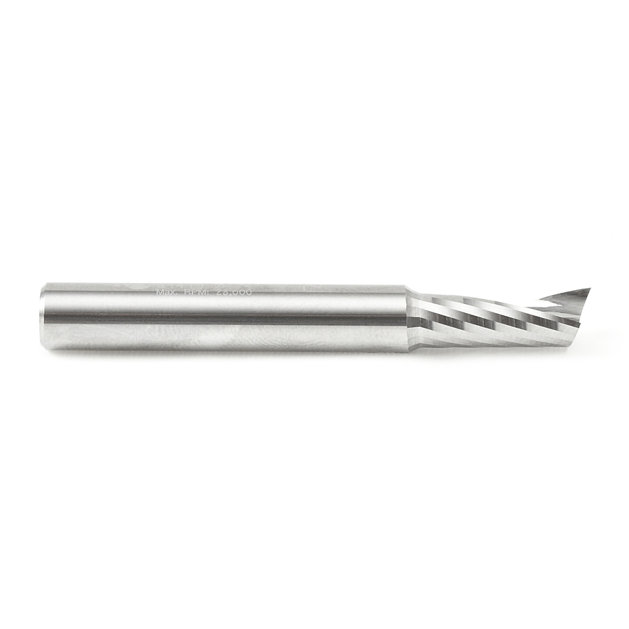 Amana 51419 Solid Carbide CNC Spiral 'O' Single Flute, Plastic Cutting 1/4 Dia x 5/8 x 1/4 Shank x 2 Inch Long Up-Cut Router Bit