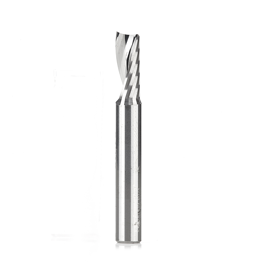 Amana 51419 Solid Carbide CNC Spiral 'O' Single Flute, Plastic Cutting 1/4 Dia x 5/8 x 1/4 Shank x 2 Inch Long Up-Cut Router Bit