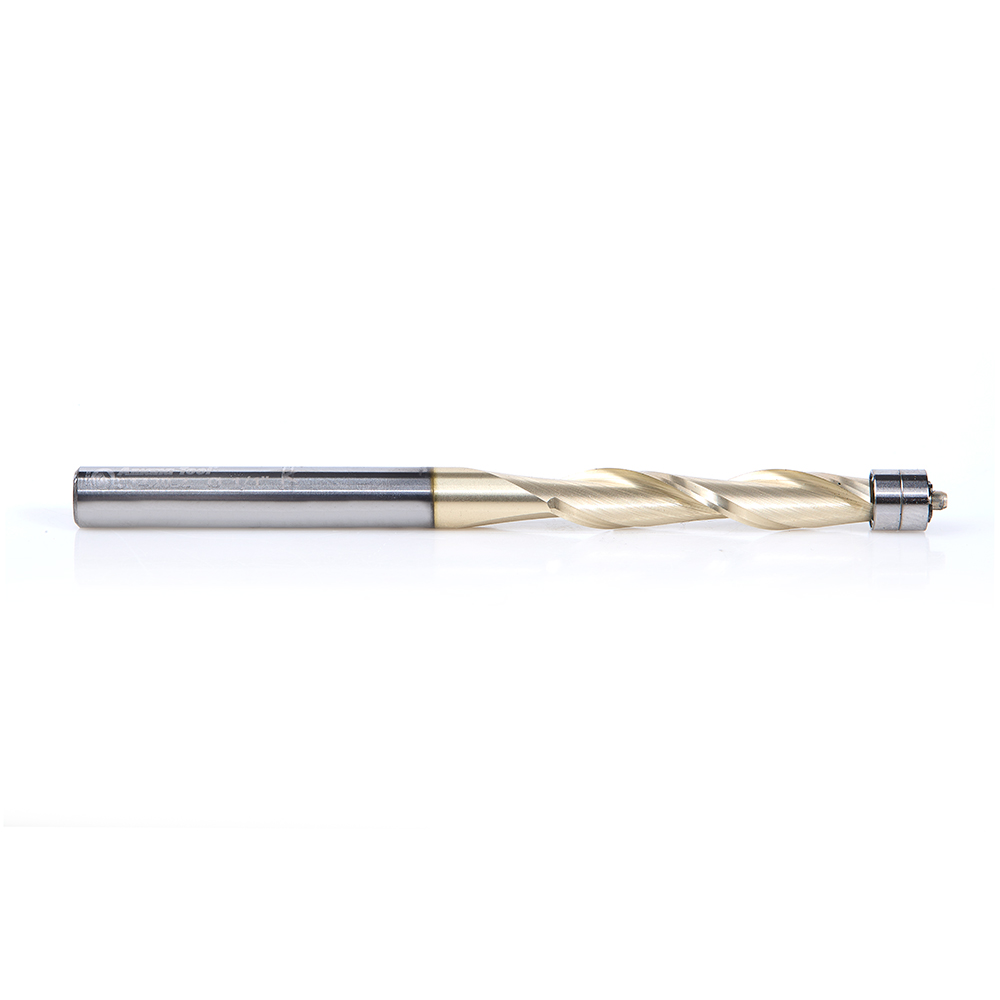 Amana 51420-Z Solid Carbide Aluminum Cutting Flush Trim Spiral ZrN Coated Up-Cut 1/4 Dia x 1-1/4 x 1/4 Inch Shank