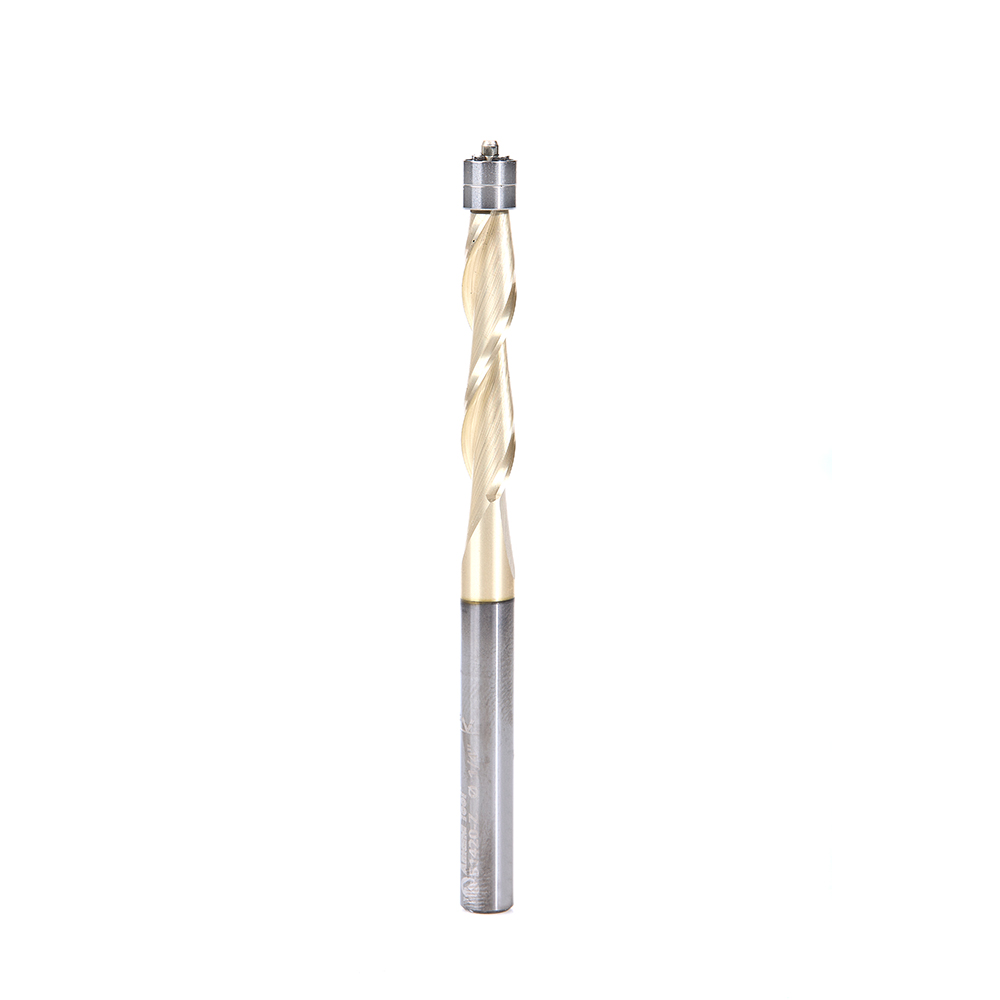 Amana 51420-Z Solid Carbide Aluminum Cutting Flush Trim Spiral ZrN Coated Up-Cut 1/4 Dia x 1-1/4 x 1/4 Inch Shank