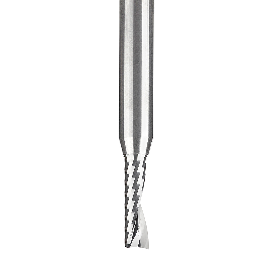 Amana 51423 Solid Carbide CNC Spiral 'O' Single Flute, Plastic Cutting 3/16 Dia x 5/8 x 1/4 Shank x 2-1/2 Inch Long Up-Cut Router Bit