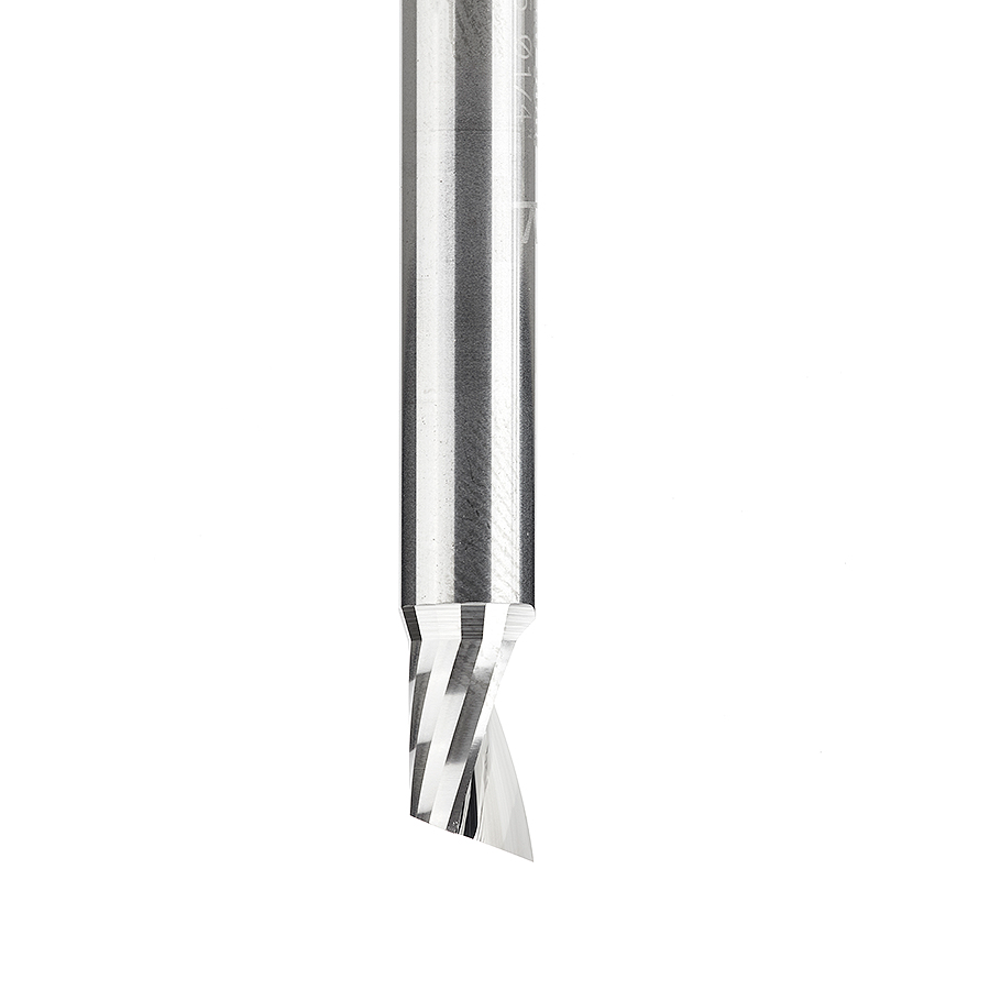 Amana 51425 Solid Carbide CNC Spiral 'O' Single Flute, Plastic Cutting 1/4 Dia x 3/8 x 1/4 Shank x 2 Inch Long Up-Cut
