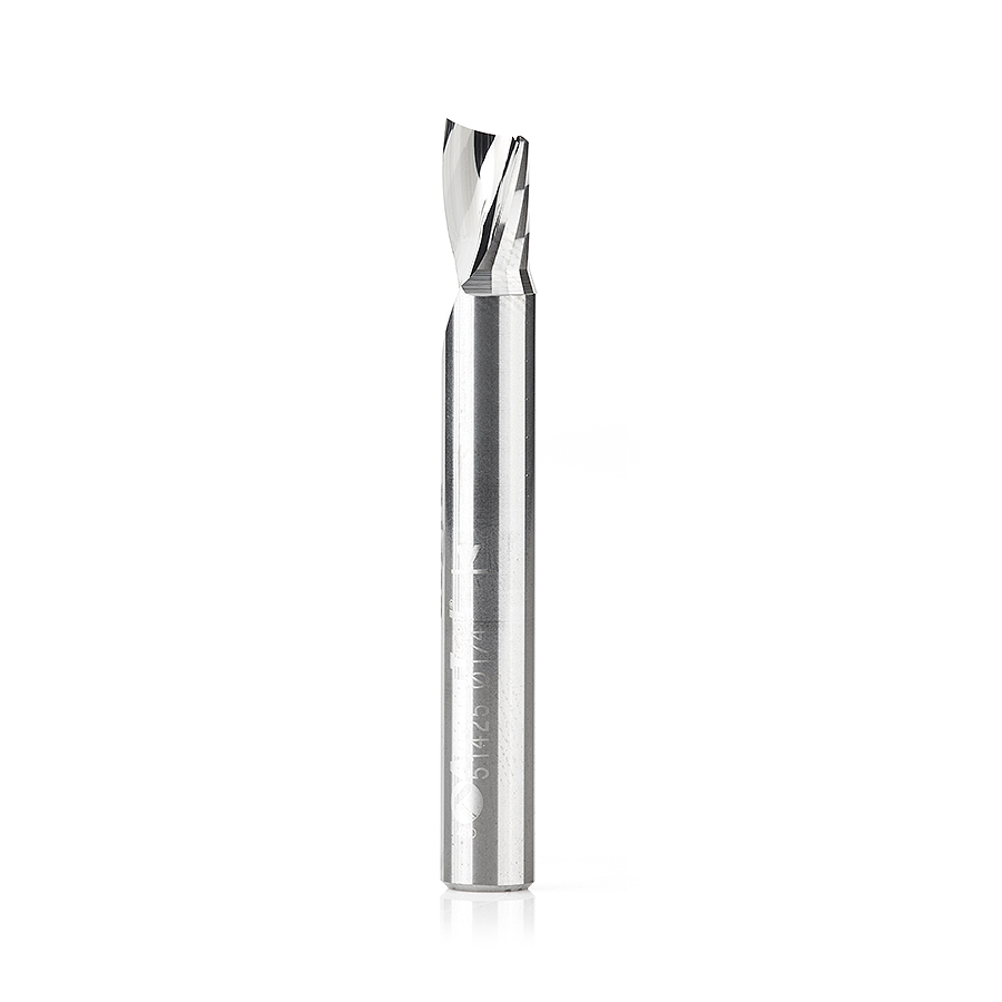Amana 51425 Solid Carbide CNC Spiral 'O' Single Flute, Plastic Cutting 1/4 Dia x 3/8 x 1/4 Shank x 2 Inch Long Up-Cut