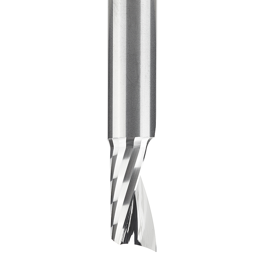 Amana 51426 Solid Carbide CNC Spiral 'O' Single Flute, Plastic Cutting 3/8 Dia x 3/4 x 3/8 Shank x 3 Inch Long Up-Cut Router Bit