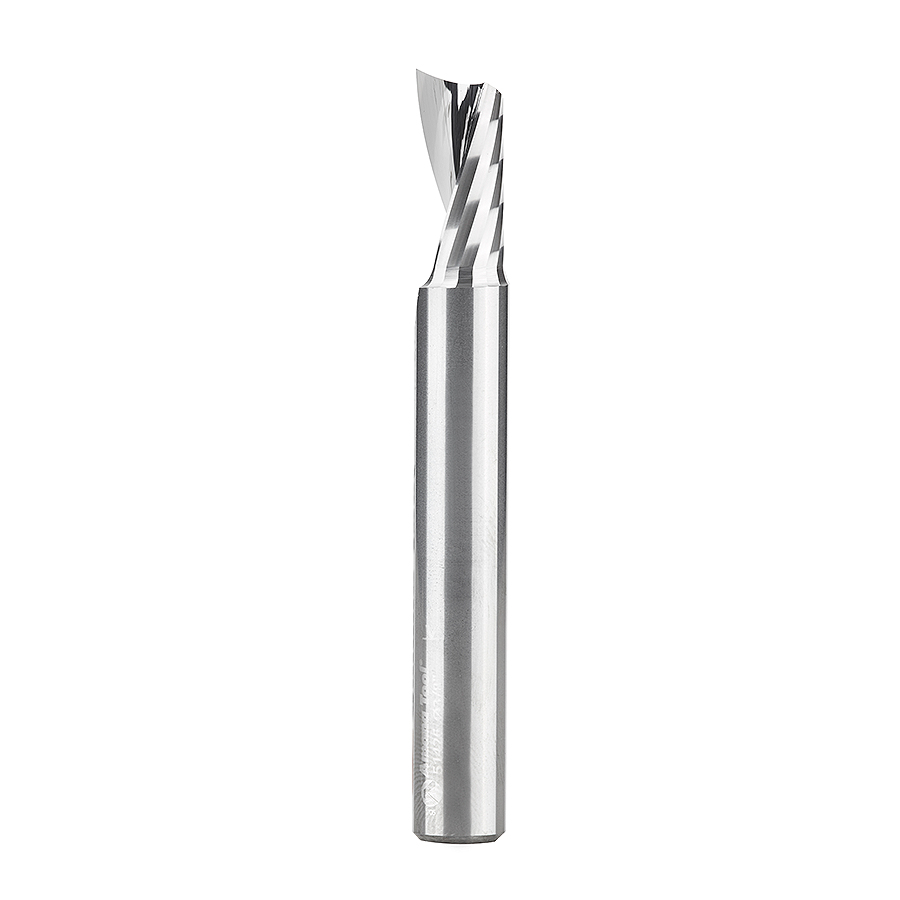 Amana 51426 Solid Carbide CNC Spiral 'O' Single Flute, Plastic Cutting 3/8 Dia x 3/4 x 3/8 Shank x 3 Inch Long Up-Cut Router Bit