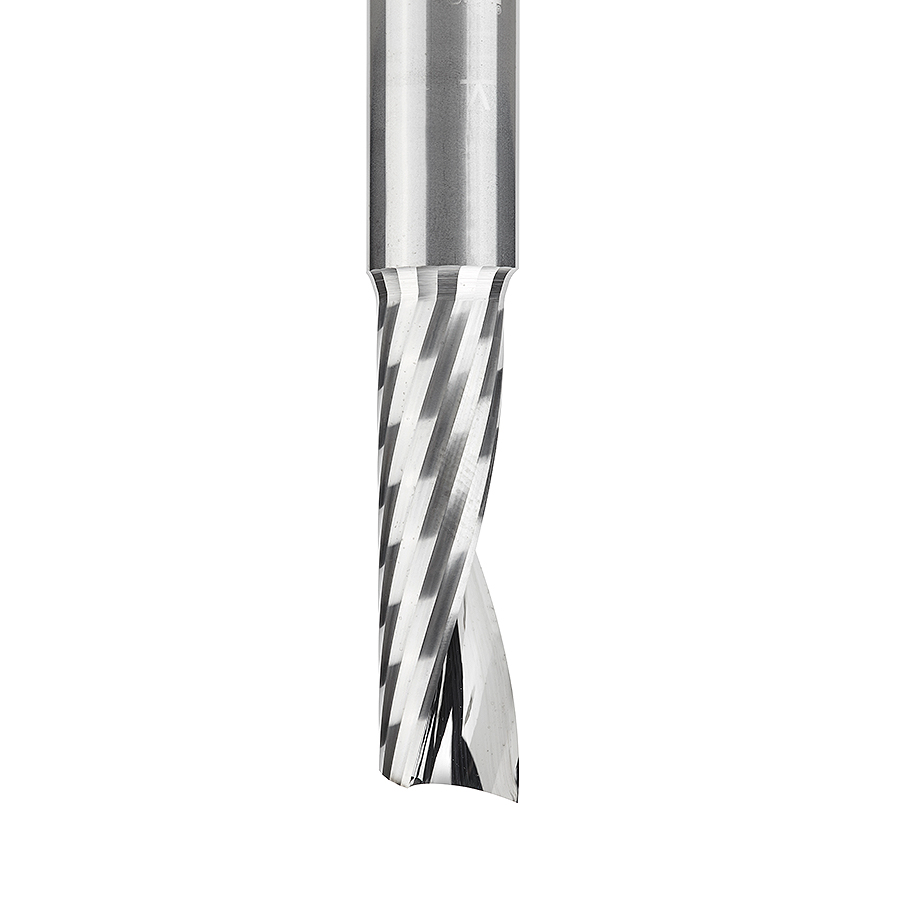Amana 51428 Solid Carbide CNC Spiral 'O' Single Flute, Plastic Cutting 1/2 Dia x 1-5/8 x 1/2 Shank x 3-1/2 Inch Long Up-Cut Router Bit
