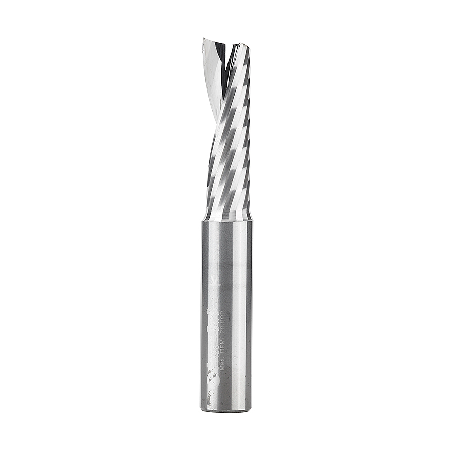 Amana 51428 Solid Carbide CNC Spiral 'O' Single Flute, Plastic Cutting 1/2 Dia x 1-5/8 x 1/2 Shank x 3-1/2 Inch Long Up-Cut Router Bit