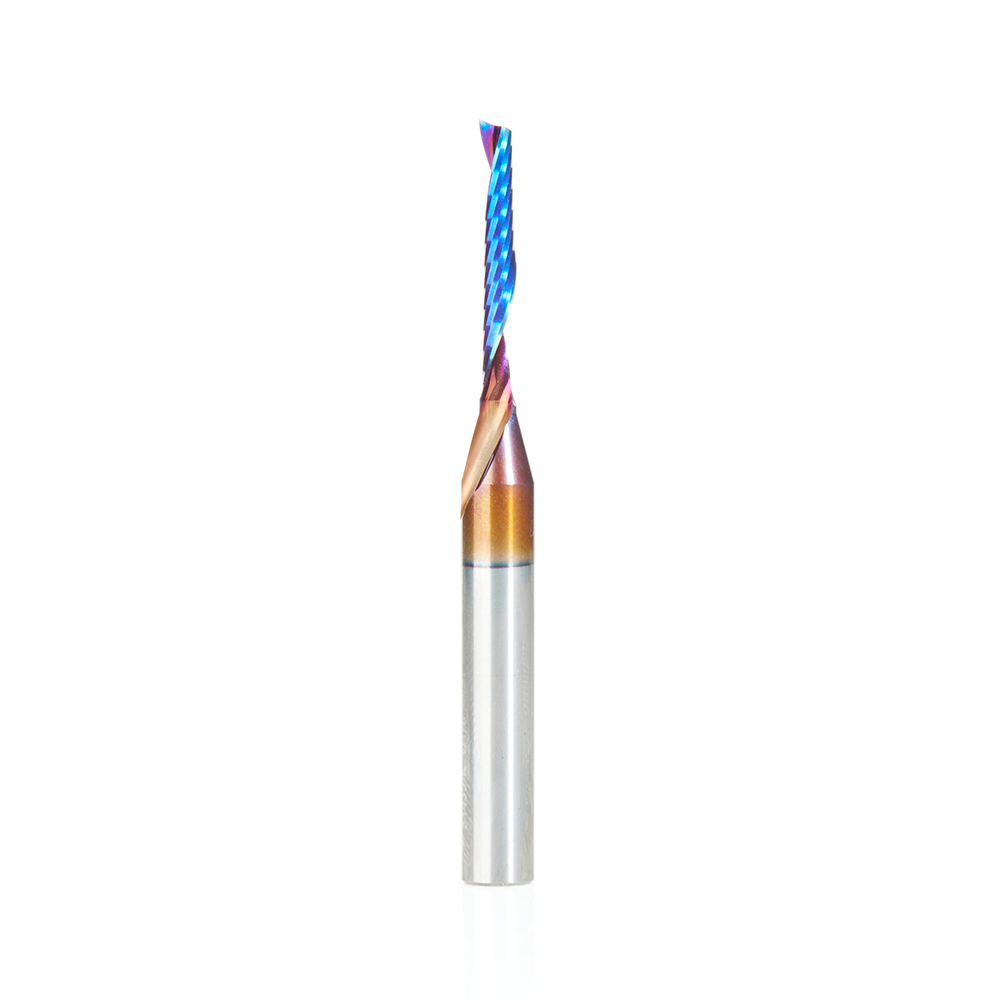 Amana 51435-K Solid Carbide CNC Spektra, Extreme Tool Life Coated Spiral 'O' Flute, Plastic Cutting 1/8 Dia x 7/8 x 1/4 Shank Up-Cut Design Router Bit