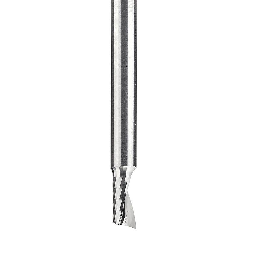 Amana 51443 Solid Carbide CNC Spiral 'O' Single Flute, Plastic Cutting 1/8 Dia x 1/4 x 1/8 Shank x 2 Inch Long Up-Cut Router Bit