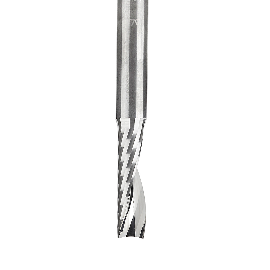 Amana 51444 Solid Carbide CNC Spiral 'O' Single Flute, Plastic Cutting 1/4 Dia x 7/8 x 1/4 Shank x 2-1/2 Inch Long Up-Cut Router Bit